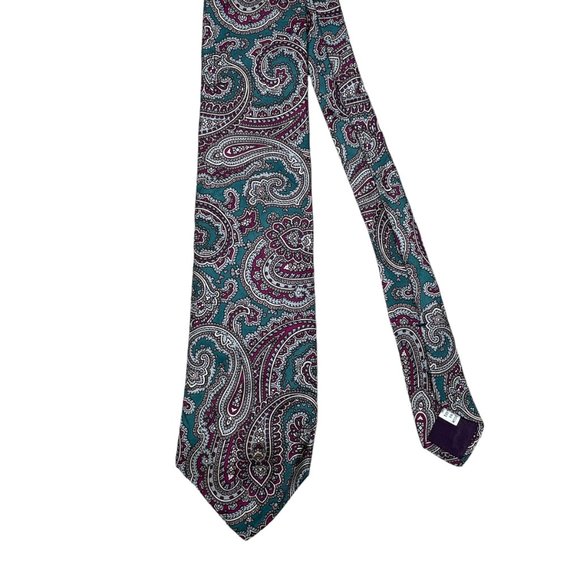 Pierre Cardin Men's Blue Red Paisley Classic Silk Necktie - Picture 2 of 5